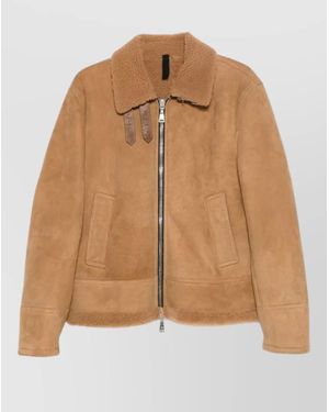 Tagliatore Luxe Shearling Jacket With Adjustable Belt - Brown