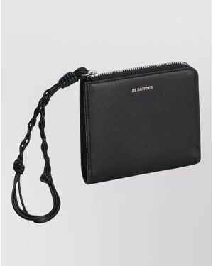 Jil Sander Leather Wallet Wrist Strap Detail - Black