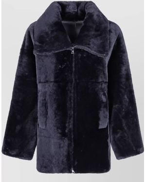 Blancha Shearling Straight Jacket - Blue