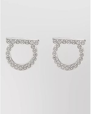 Ferragamo Gancini Crystal Circular Stud Earrings - Multicolour