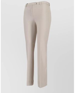 Max Mara Tailored Long Pants Belt Loops Pockets - Natural