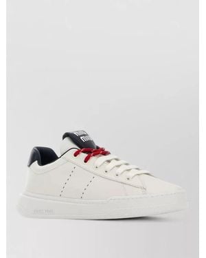 Miu Miu Leather Trainers Contrast Heel Tab Design - White