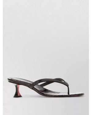 AMINA MUADDI Juliette Leather Thong Mules Kitten Heel - Multicolour