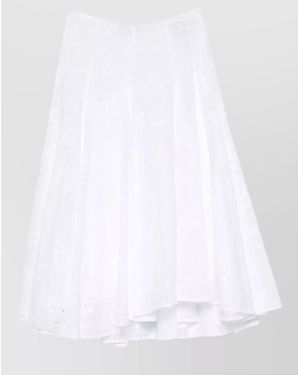 Tory Burch Cotton Skirt Broderie Anglaise Flared Cut Floral - White