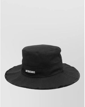 Jacquemus Wide Brim Hat Frayed Edge Detail - Black