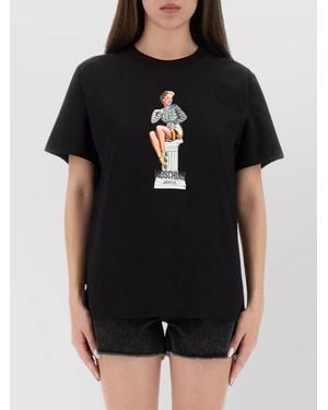 Moschino Short Sleeve Crew Neck Graphic Print Top - Black