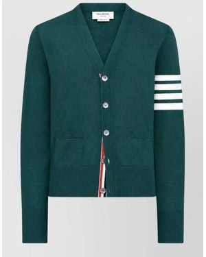 Thom Browne Fine-Knit V-Neck Cardigan - Green