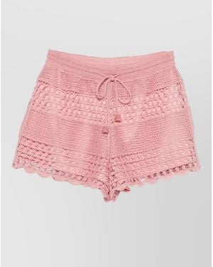 Zimmermann Wanderlust Cotton Crochet Lounge Shorts - Pink