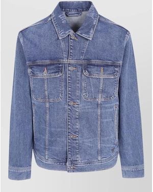 Emporio Armani Denim Jacket Regular Fit Distressed Detailing - Blue