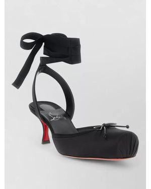 Christian Louboutin Cassia Lace Up Pumps Pointed Toe Satin - Black