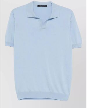 Tagliatore Polo Shirt Short Sleeves Ribbed Collar - Blue