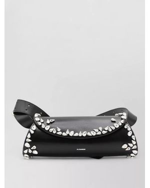 Jil Sander Cannolo Small Leather Shoulder Bag - Black