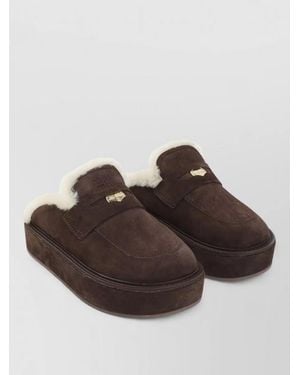 Miu Miu Platform Sabot Sandals Tone Hardware - Brown