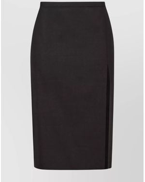 Philosophy Wool Blend Skirt Knee-Length Slit - Black
