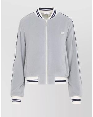 Celine Ribbed Cuffs Tracksuit Jacket Side Pockets - Grey