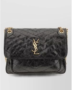 Saint Laurent Na Calf Leather Clutch Bag - Black