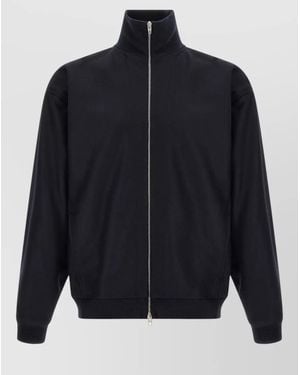 Jil Sander Wool Knit Jacket High Collar Design - Blue