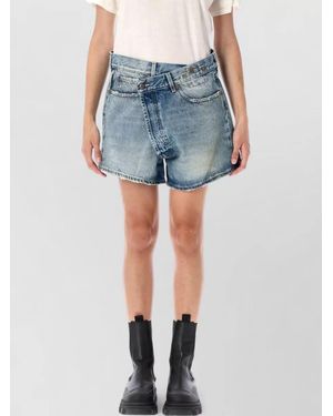 R13 Denim Asymmetric Knee-Length Shorts - Blue