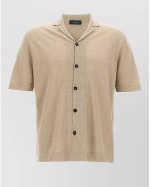 Zanone Linen Short Sleeve Summer Shirt Lightweight - Natural