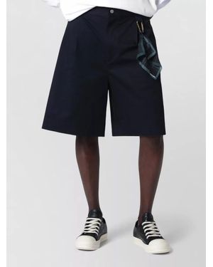 DARKPARK Pleated Front Knee Length Shorts Belt Loops - Blue