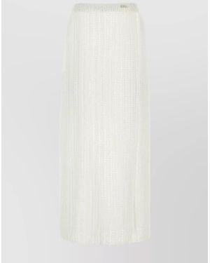 Ferragamo Cotton Knit Straight Skirt - White