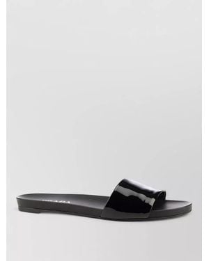 Prada Slide Sandals Flat Sole Open Toe - White