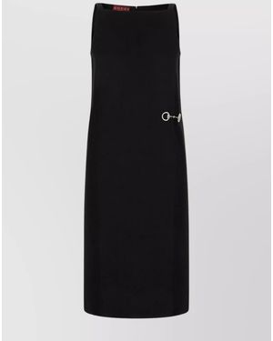 Gucci Viscose Dress Sleeveless Knee-Length Metal Detail - Black