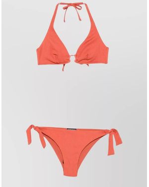Emporio Armani Halter Neck One Piece Swimsuit Adjustable Straps - Red