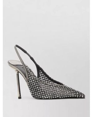 Le Silla Embellished Mesh Slingback Court Shoes Pointed Toe - Metallic