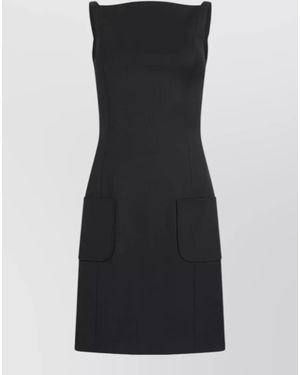 Patou Virgin Wool Knee-Length Dress - Black