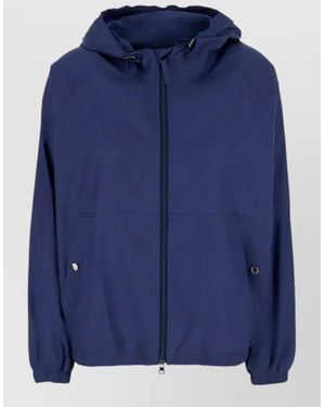 DUNST Hooded Windbreaker Jacket Elastic Cuffs - Blue