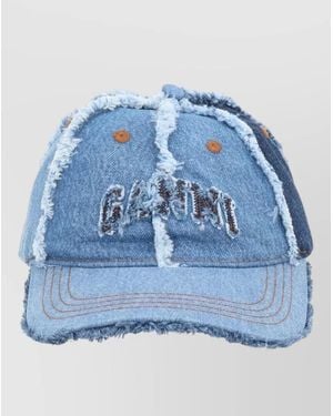 Ganni Denim Patchwork Cap Adjustable Strap Detail - Blue