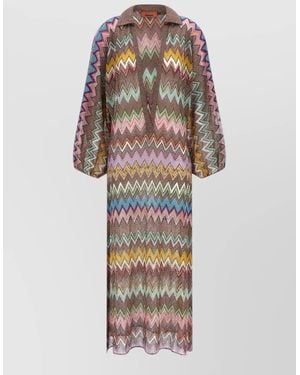 Missoni Long Sleeve Sheer Beach Shirt Dress - White