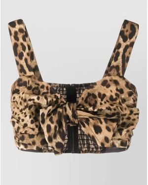 Dolce & Gabbana Bustier Top Leopard Motif Sweetheart Neckline - Metallic