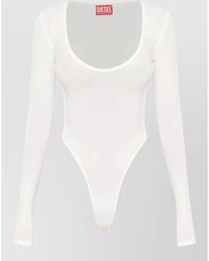 DIESEL Ribbed Stretch Long Sleeve Bodysuit - White