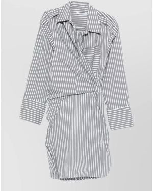 IRO Striped Wrap Knee-Length Dress - Grey