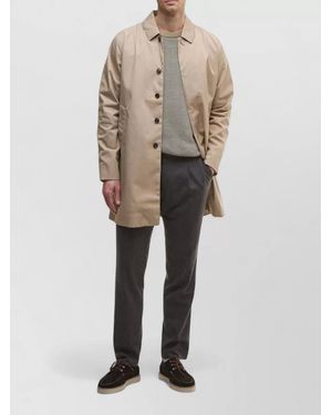 Barbour Long Collared Jacket Lorden Side Pockets - Natural