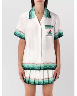 CASABLANCA Multicolour Montagne Ondulée Silk Short-Sleeve Shirt - Green