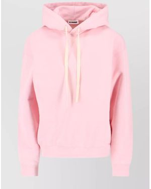Jil Sander Ribbed Hem And Cuffs Hooded Knit Sweatshirt - Pink