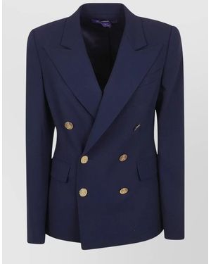 Ralph Lauren Camden Tailored Jacket Long Sleeves Lapels Shoulders - Blue