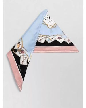 Dolce & Gabbana Silk Scarf Triangle Graphic Border 113 - White