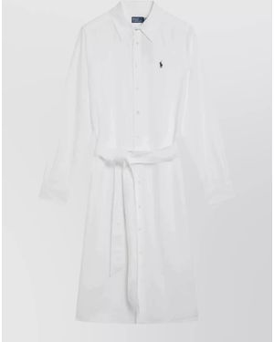 Polo Ralph Lauren Long Sleeve Dress Waist Tie Detail - White