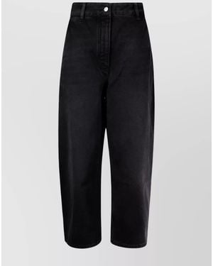 Studio Nicholson Denim Cropped Wide-Leg Trousers - Black