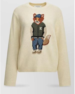 Maison Kitsuné Wool Crew-Neck Jumper - Natural