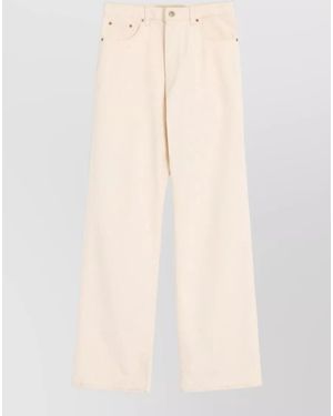 Valentino Wide Leg Denim Cotton Jeans Trousers - Natural