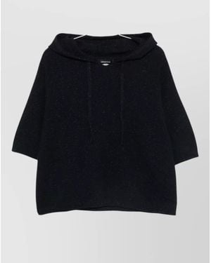 Fabiana Filippi Cashmere-Blend Glitter-Effect Short-Sleeve Hooded Jumper - Black