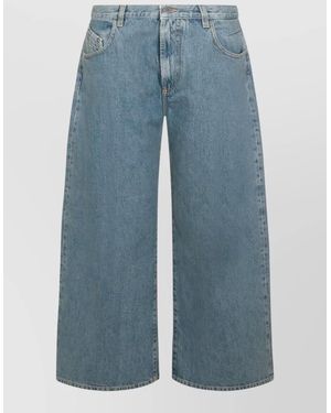 The Attico Denim Cropped Wide-Leg Jeans - Blue