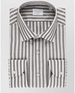 Xacus Striped Regular Collar Long Sleeve Shirt - Gray