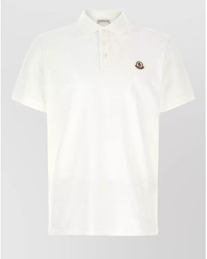 Moncler Polo Shirt Logo Patch Regular Fit - White