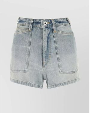 KENZO Denim High-Rise Thigh-Length Shorts - Blue